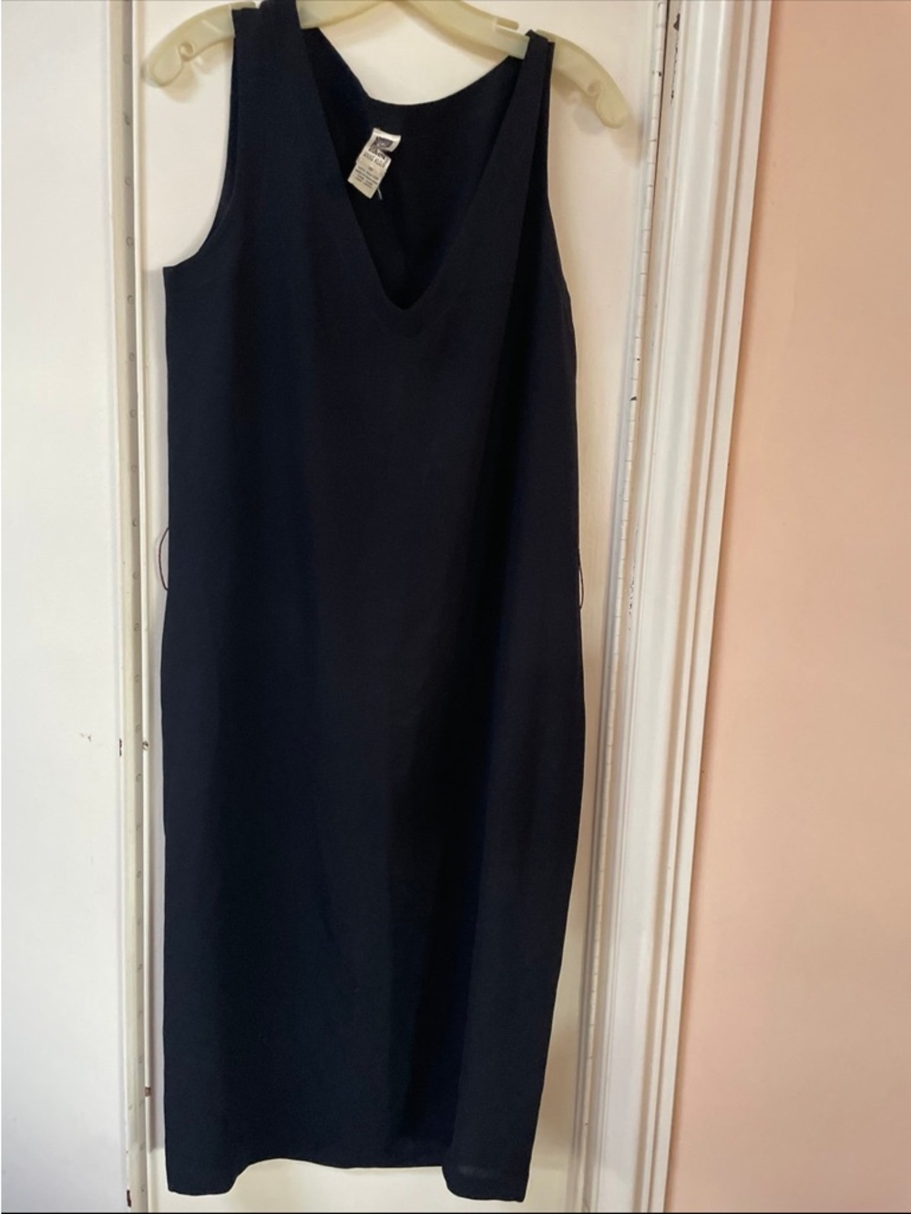 Sleeveless V-Neck 100% silk  Navy Shift Dress